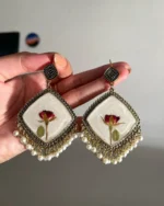 Bling On® Real Rose Resin Jhumka Earrings Round Diamond Shapes India No1 Handmade Jewellery ✨ 3 • Bling On-