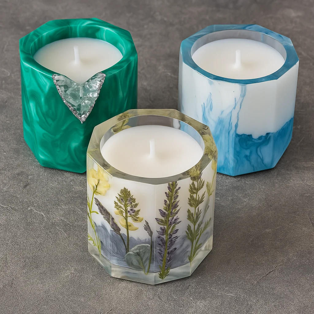 Bling On® Resin Candle Set of 3 – Floral, Ocean & Green Forest Editions ️ (1)