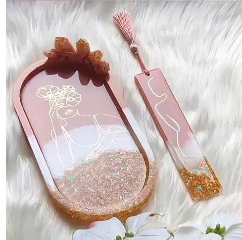 Bling On® Resin Coaster & Bookmark Set of 2 – Luxe Gold Feminine Edition