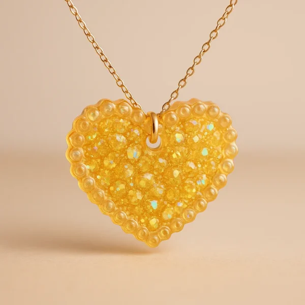 Bling-On®-Resin-Golden-Heart-Pendant--Handmade-Sparkle-for-Romantic
