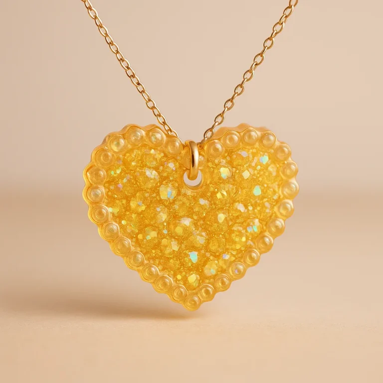 Bling-On®-Resin-Golden-Heart-Pendant--Handmade-Sparkle-for-Romantic