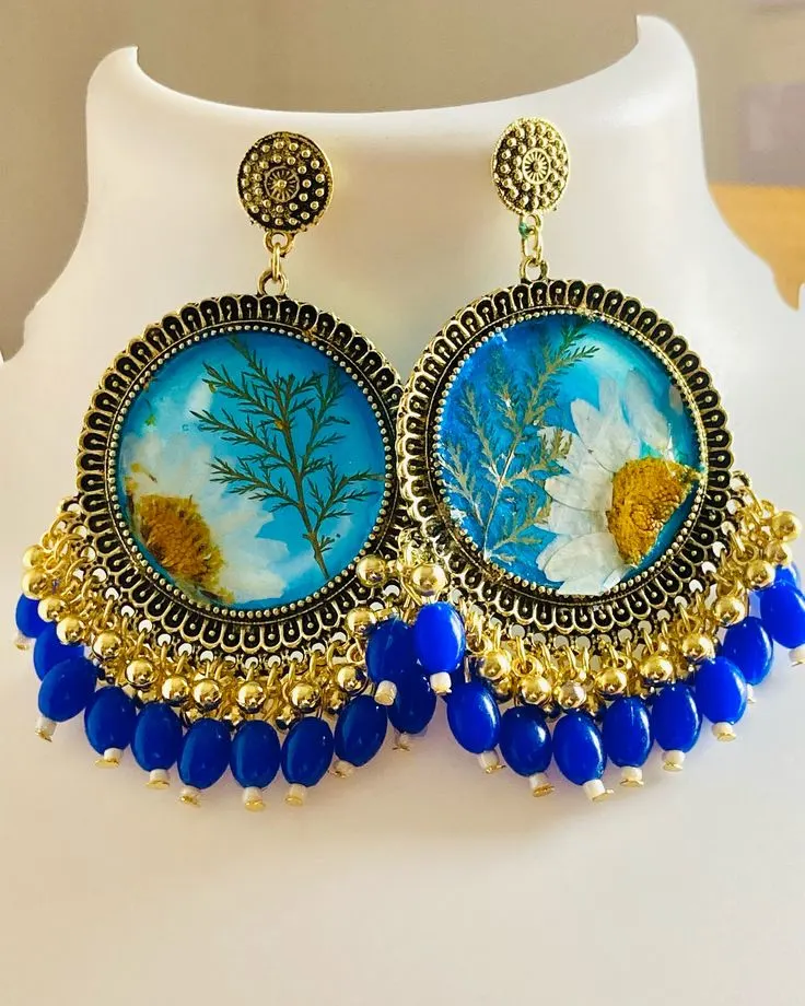Bling-On®-Resin-Jhumka--Handmade-Elegance-with-Real-Flowers