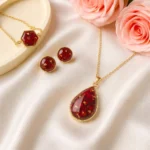 Bling On® Resin Necklace Set  Real Rose  Gold Foil Elegance ✨set 0f 03 1  Bling On