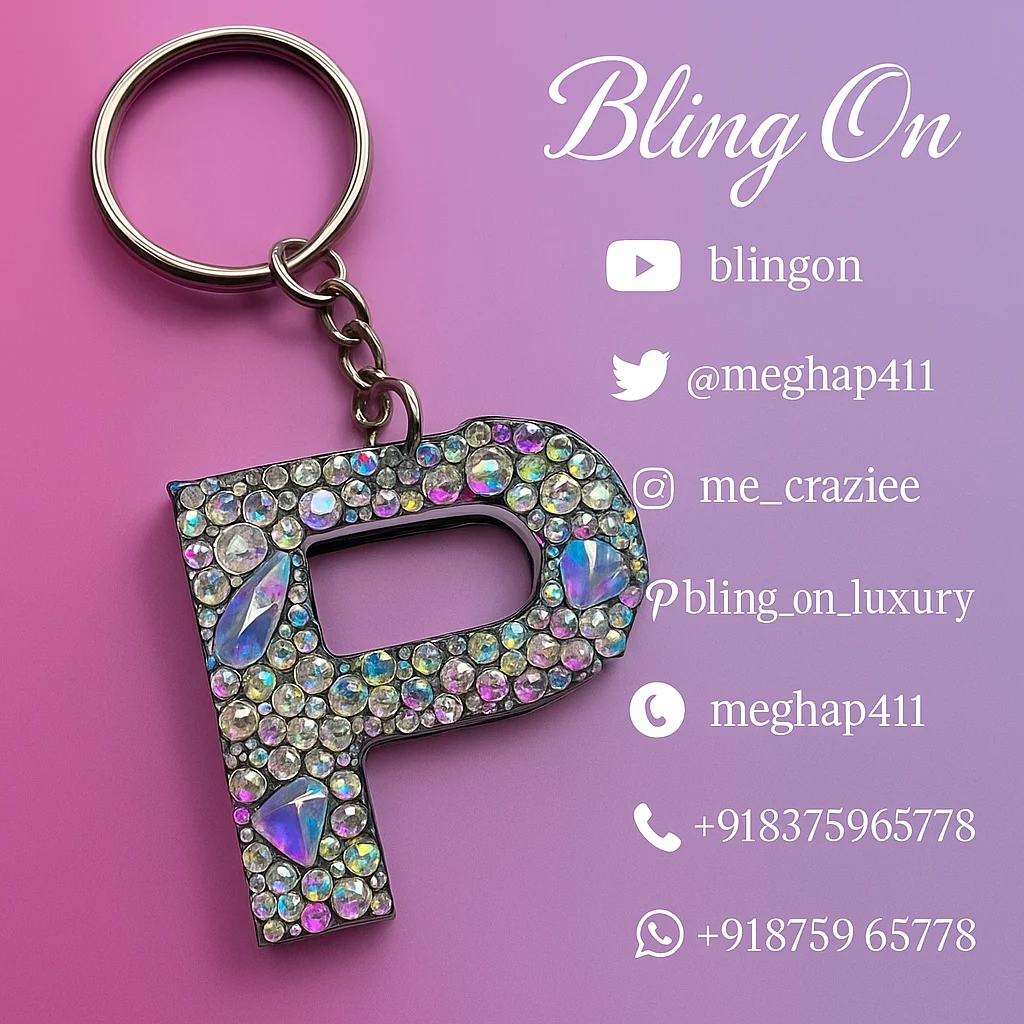 Bling On® Luxury Gem Rhinestone Resin Alphabet Keychains – Shine Bright ...