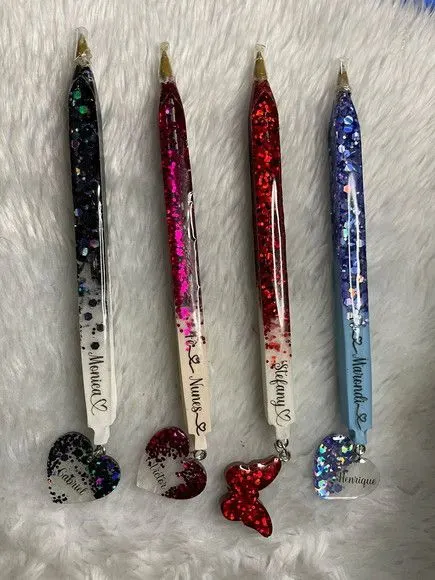 India No. 1 Handmade Customizable Resin Pen Set of 4 – Bling On® Luxury Series ✨