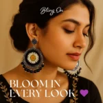 🌼 Resin Black Jhumka – Real Flower Earrings 🌼