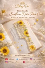 Handmade Sunflower Floral Resin Hair Comb for Women Transparent Luxury Hair Accessory