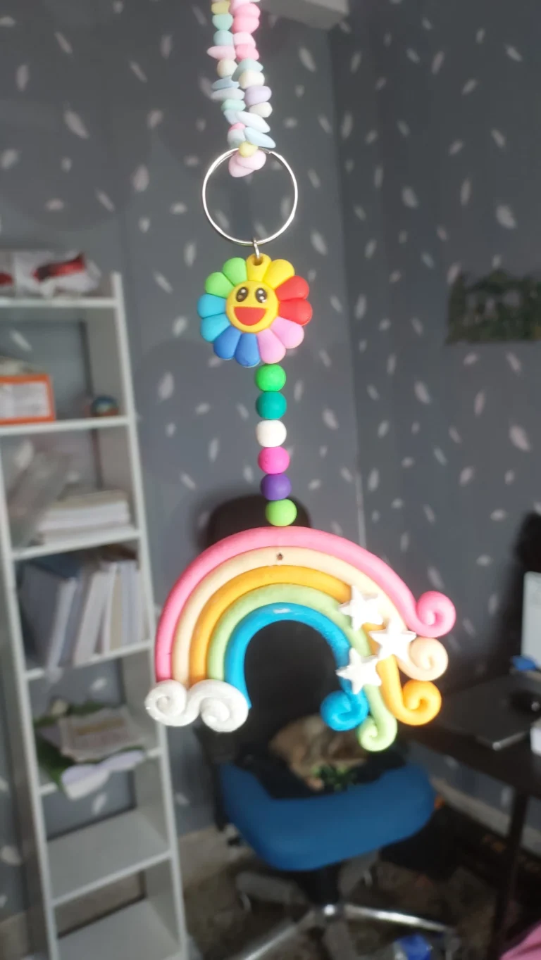 Polymer Clay Rainbow Cloud Window Hanger – Handmade Magic for Every Space ✨ (1)