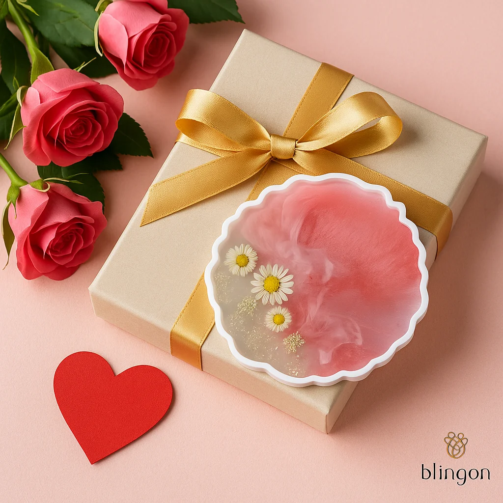 Resin Pink Floral Coaster – Luxury Handmade Magic for Special Moments (2)