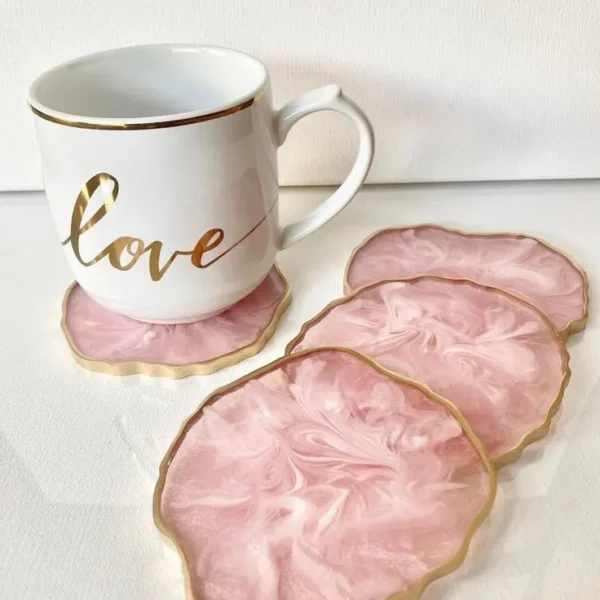 Resin Pink Floral Coaster – Luxury Handmade Magic for Special Moments (2)
