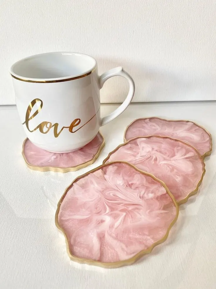 Resin Pink Floral Coaster – Luxury Handmade Magic for Special Moments (2)