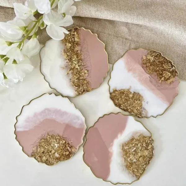 Resin Pink Floral Coaster – Luxury Handmade Magic for Special Moments (2)