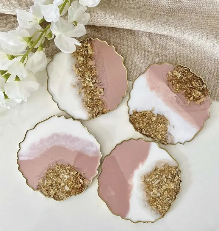 Resin Pink Floral Coaster – Luxury Handmade Magic for Special Moments (2)