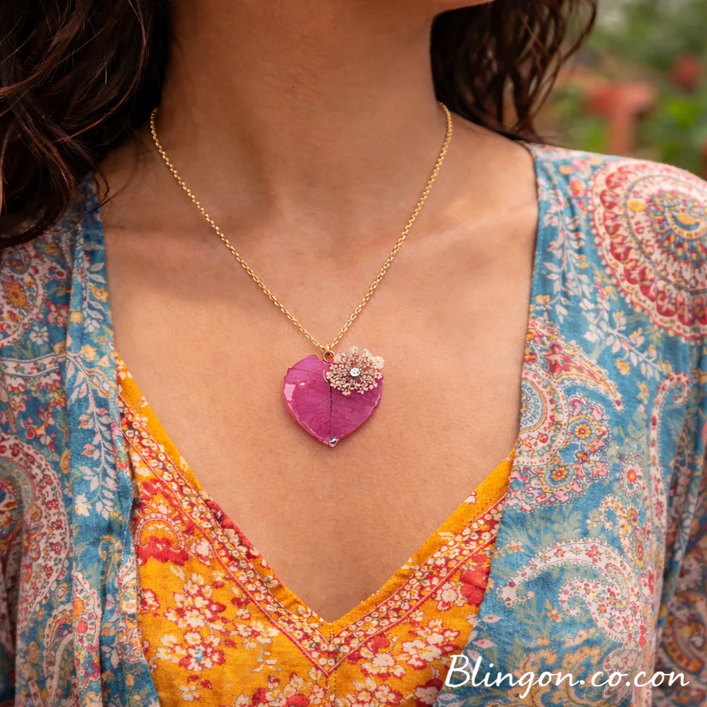 🌸 Resin Real Flower Pendant – Bright Pink Bougainvillea Luxury Edition ...
