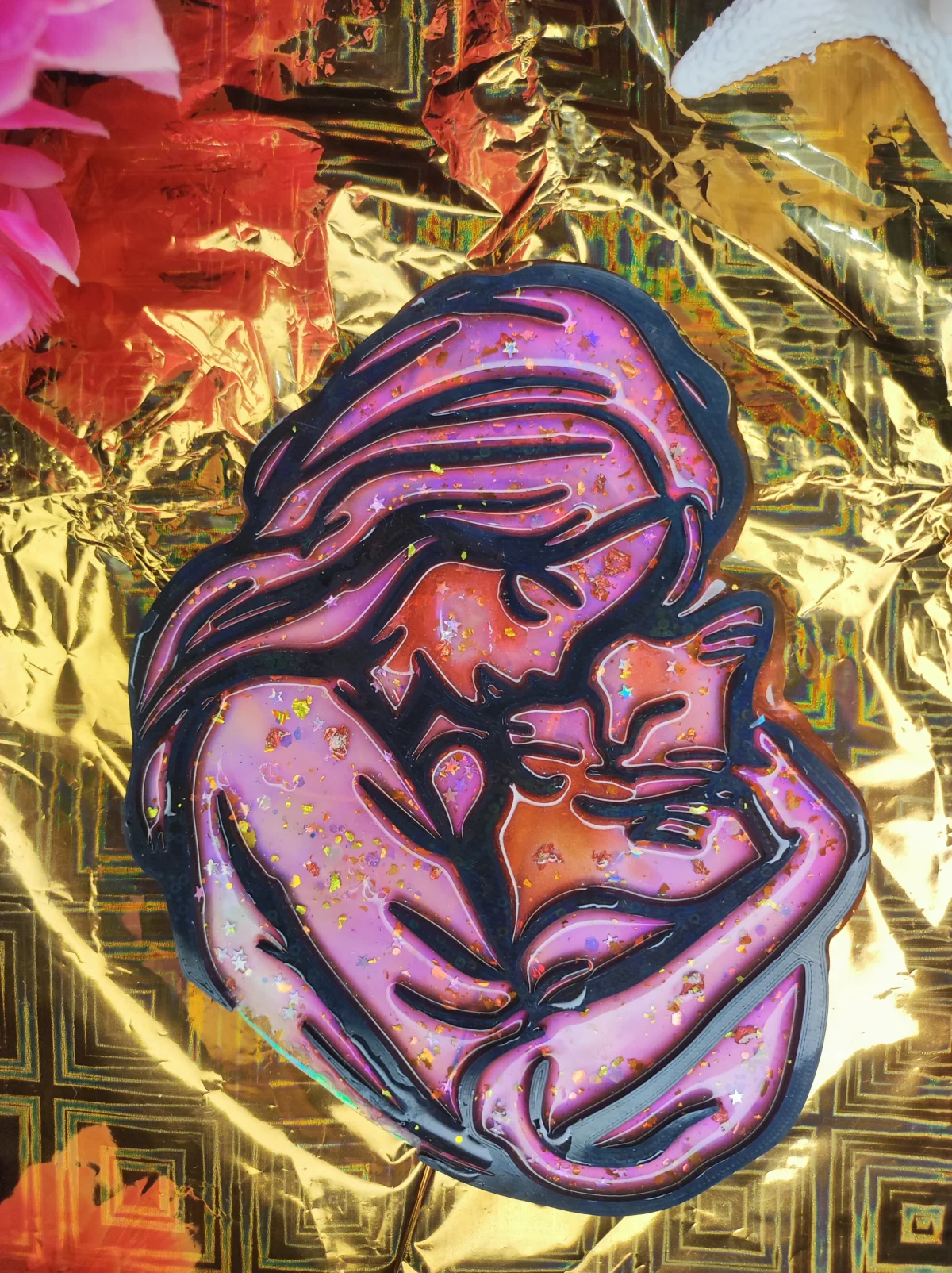 Mother’s Day Love Suncatcher – Pink & Gold Edition Handmade Resin Jewelry by Bling On® (1)
