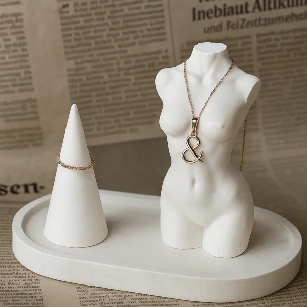 Handmade-Luxury-Jewellery-Set-of-3--Premium-White-Edition-懶✨-Marble-Resin-Tray-Mini-Torso-Pendant-Stand-Minimal-Ring-Holder-