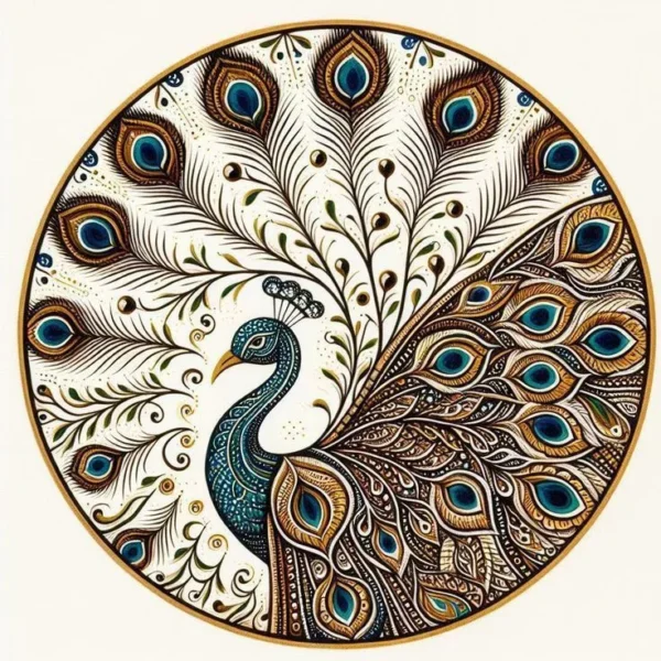 Peacock-Pattern-Printed-Coaster--Resin-Gloss-Finish-Royal-Blue-Teal-Feathers-連✨-Premium-Indian-Peacoc-3