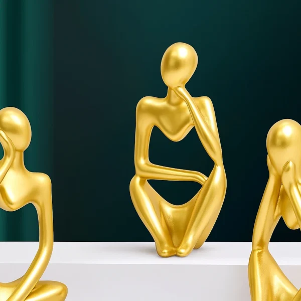 THE MEDITATIVE SILENT ETHEREAL THINKERS TRIO SCULPTURE – GOLDEN LUXE EDITION ✨💛