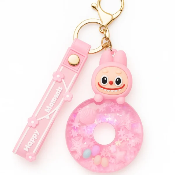 Cute-Pink-Character-Donut-Keychain--Adorable-Accessory-for-Bags-Keys-