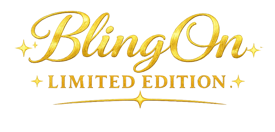 Gold Logo That Reads bling On with limited Edition and Star Accents Conveying Luxury and Exclusivity  Bling On