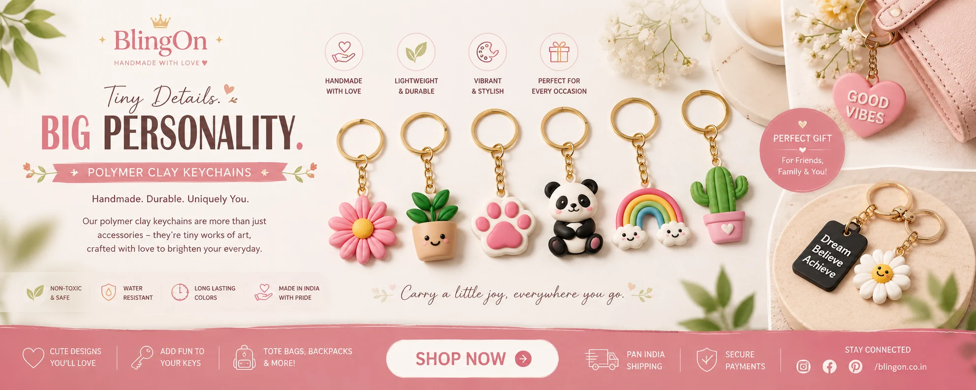 Polymer Clay KeyChain • Bling On- Handmade Resin & Wedding Jewellery ...