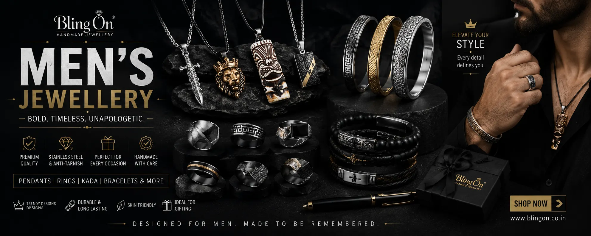 Men Jewellery • Bling On- Handmade Resin & Wedding Jewellery Botique