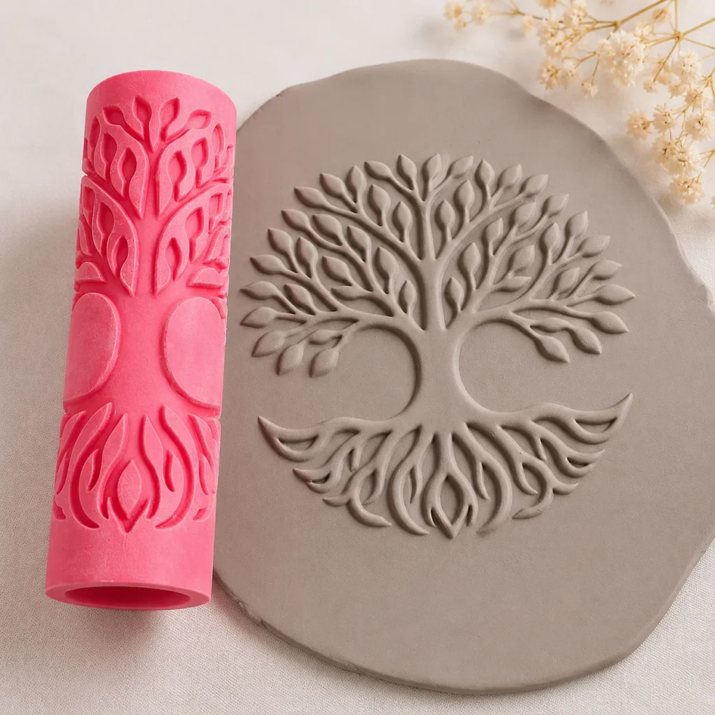 Tree of Life Texture Roller – 3D Printed Polymer Clay & Pottery Embossing Tool