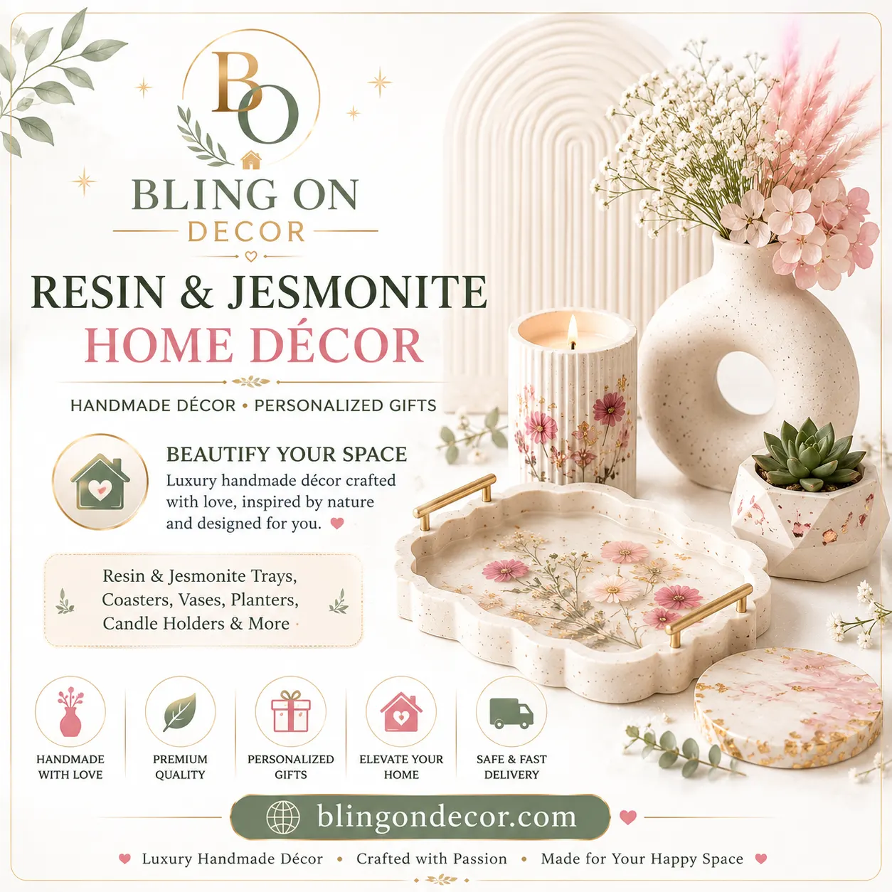 Bling On Decor handmade resin and Jesmonite home décor