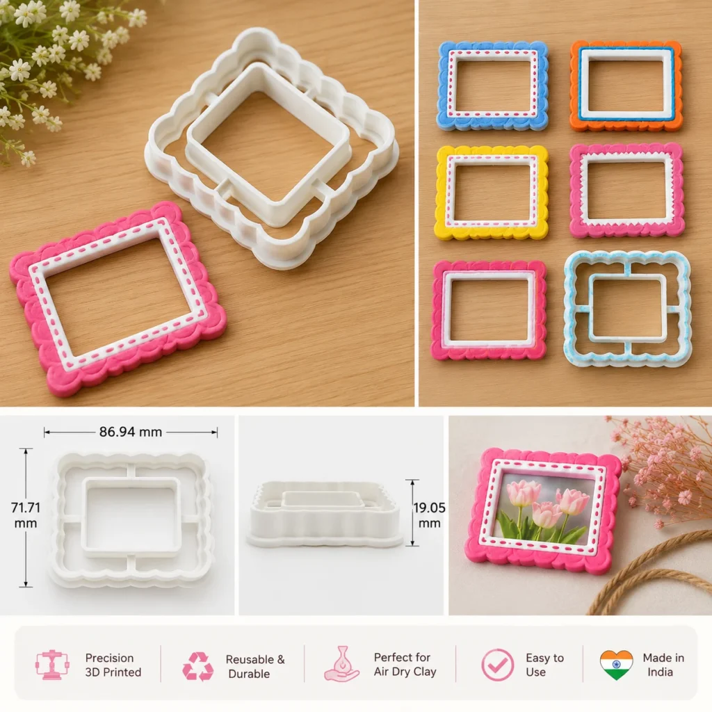 Bling On® Mini Picture Frame Cutter 3D Printed Scalloped Photo Frame Cutter