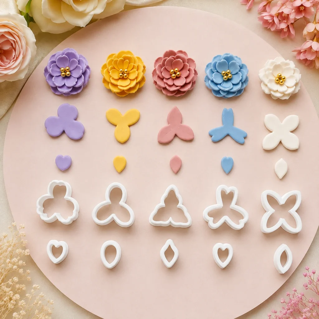 Bling On® Petal Polymer Clay Cutter Set Flower Mini Petal Clay Earring Cutters 3d Printed Jewellery-making Tools for Handmade Jewelry India 1