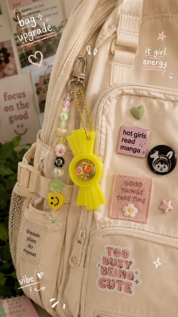 Cute Candy Shaker Keychain and Bag Tag Handmade Resin Kawaii Bag Charm ✨ Yellow 2