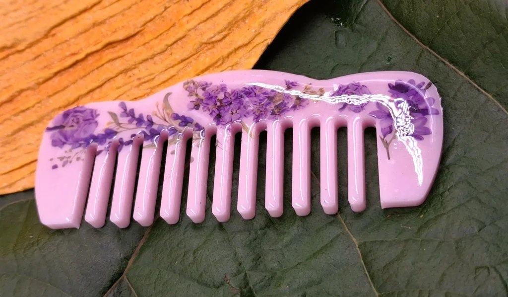 Handmade Lavender Floral Resin Hair Comb Purple Flower Botanical Hair Accessory for Women 2 1