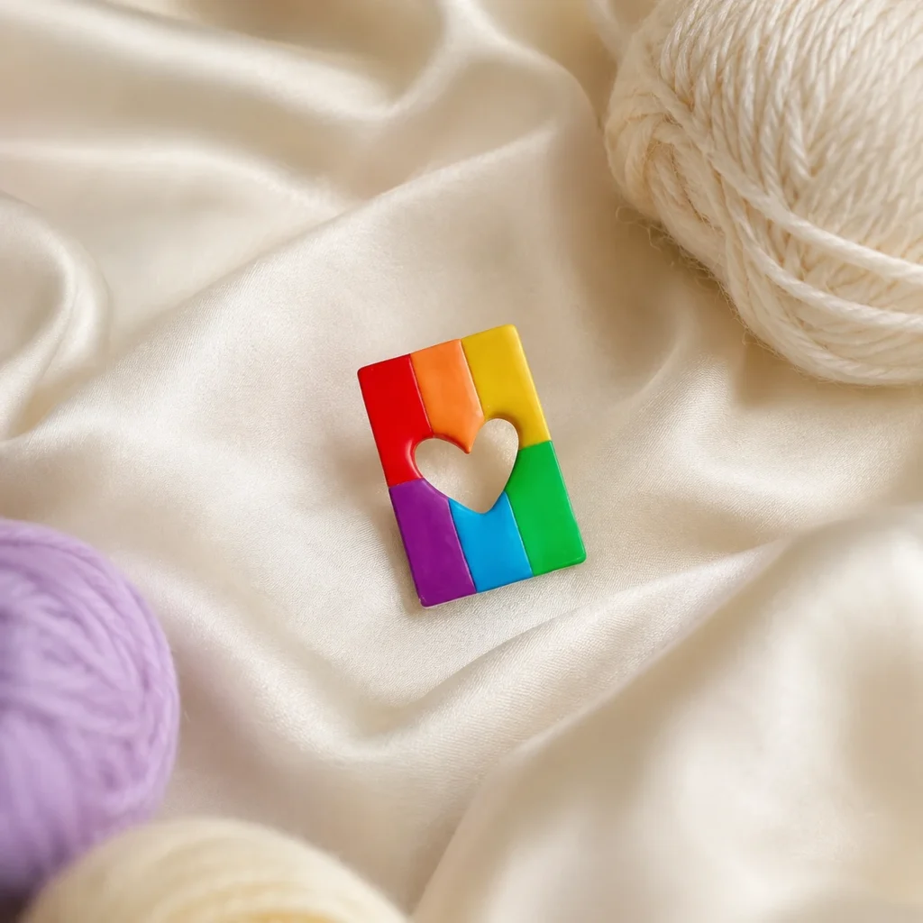 Rainbow Heart Handmade Brooch Modern Colourful Fashion Brooch for Women Girls Bling on 2