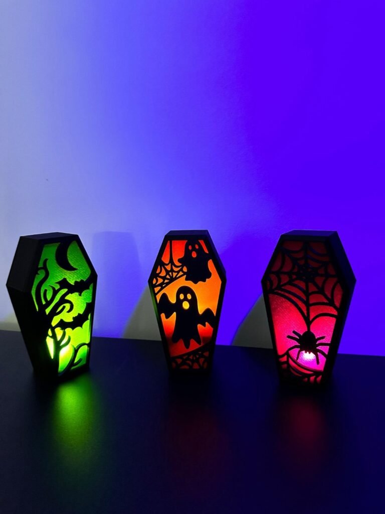 🎃 3D Printed Halloween Coffin LED Lantern – Gothic Spooky Night Light & Halloween Home Decor | Bling On®