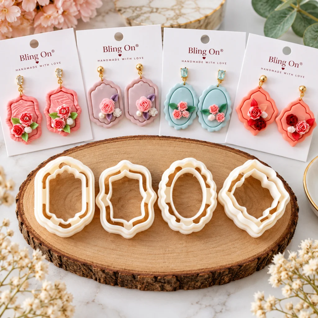 4 piece Lace Frame Polymer Clay Cutter Set  3d Printed Pla Cutters for Handmade Jewellery ✨💖  Bling On