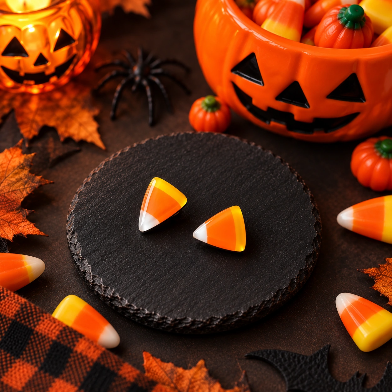 Handmade Candy Corn Halloween Resin Earrings Styled in Four Cute Festive Looks for Gen Z Fashion  Bling On