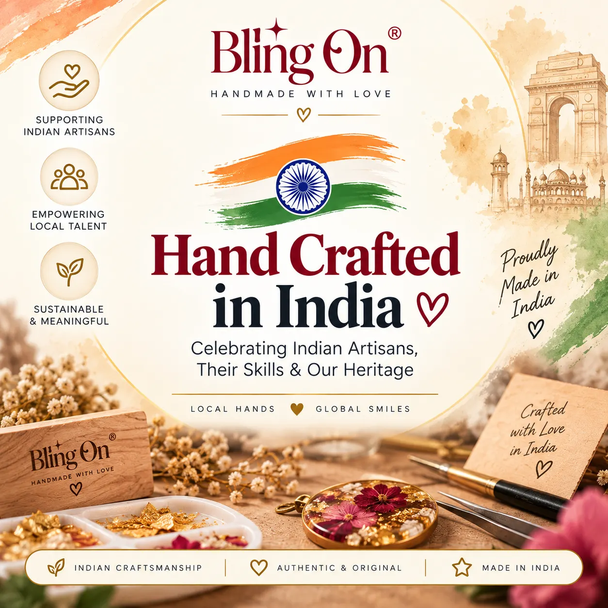 Bling On handcrafted in India brand badge