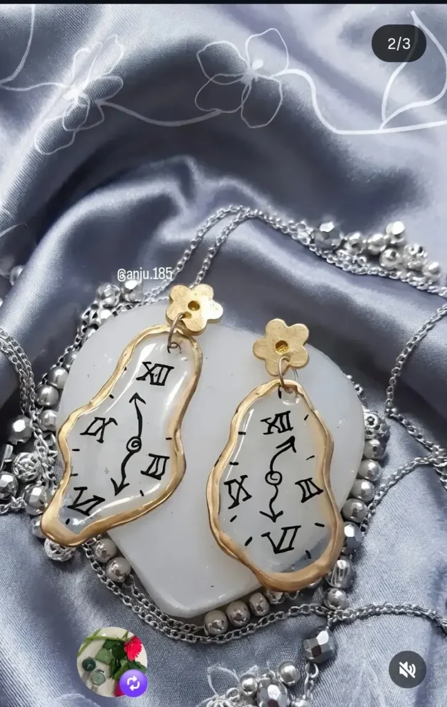 Handmade Melting Clock Resin Earrings  Unique Statement Jewellery for Women | Bling On®  Bling On