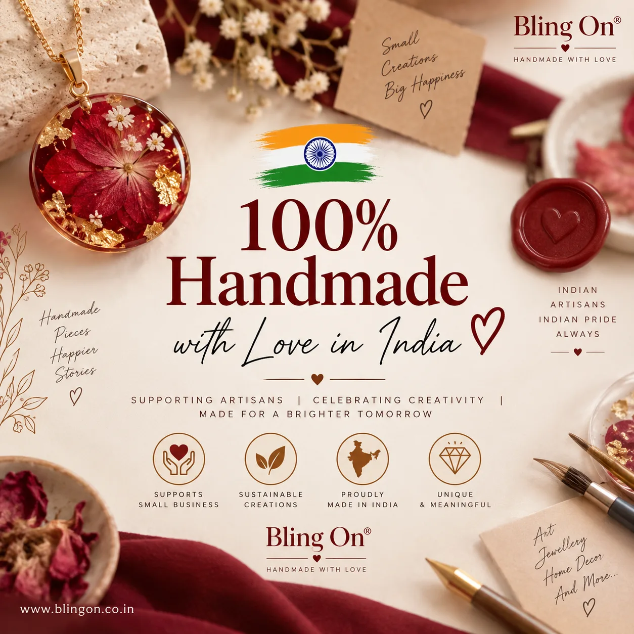 Bling On handmade with love in India badge
