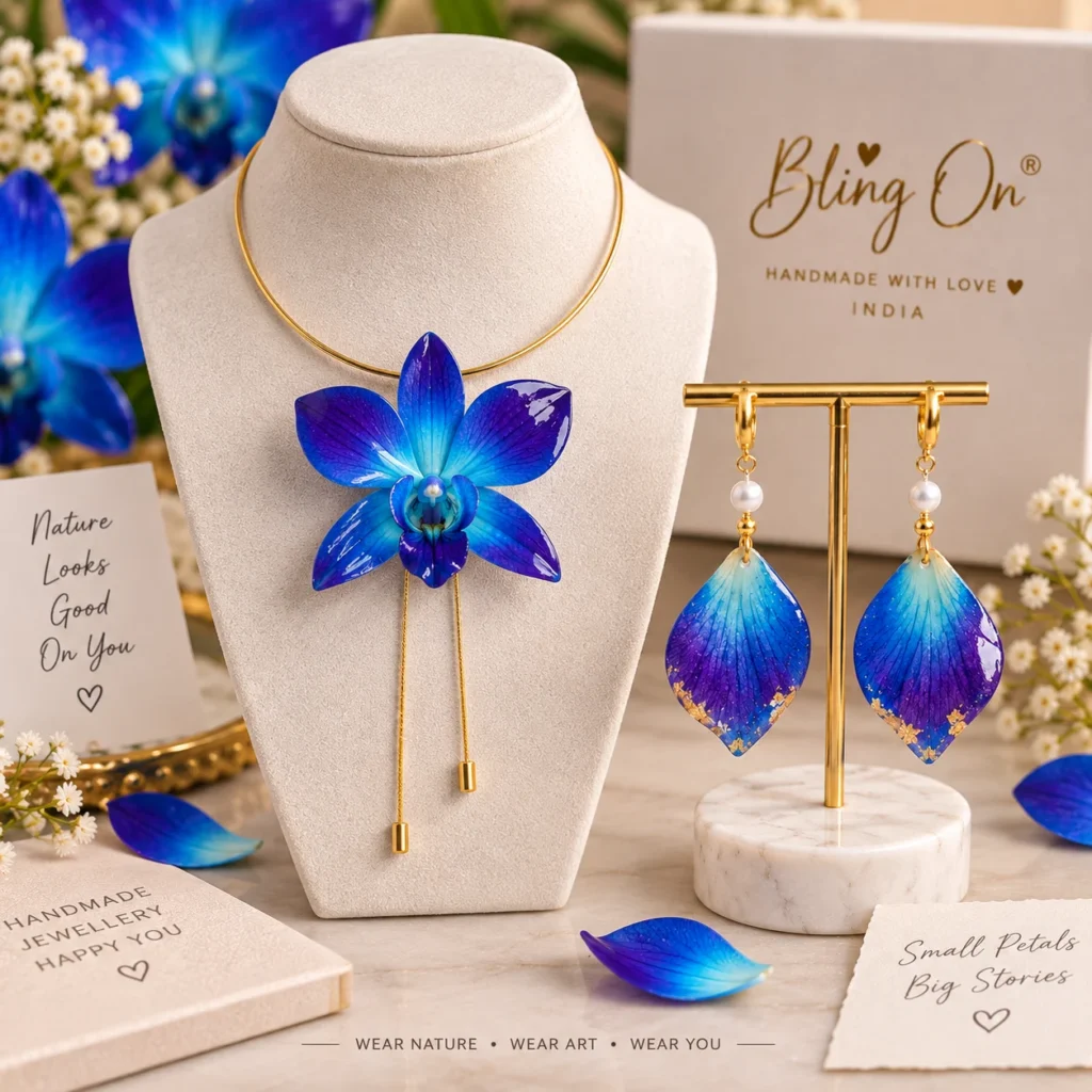 Real Blue Orchid Flower Resin Necklace Handmade Botanical Jewellery by Bling on  Bling On
