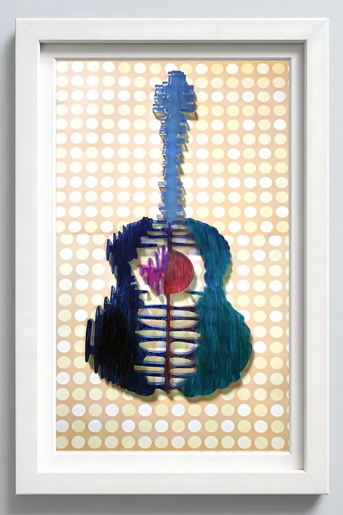 Bling On Luxurious Sunset Guitar Resin Art – Modern Music Wall Décor for Home and Living Spaces (5)