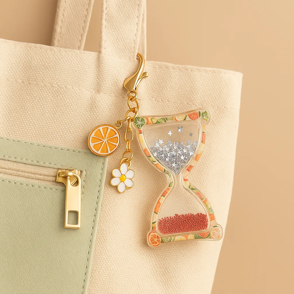 Resin Handmade Vintage Sand Time Glitter Epoxy Fruit Hourglass Keychain Desk Charm Gift usage iphone charm BLing on