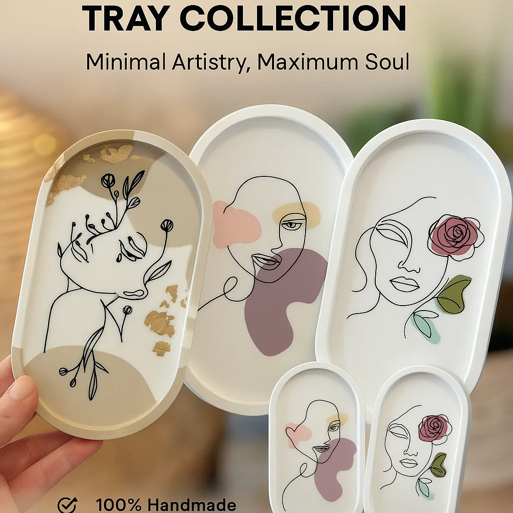 Woman Line Art Jesmonite Tray Collection – Minimal Artistry, Maximum Soul