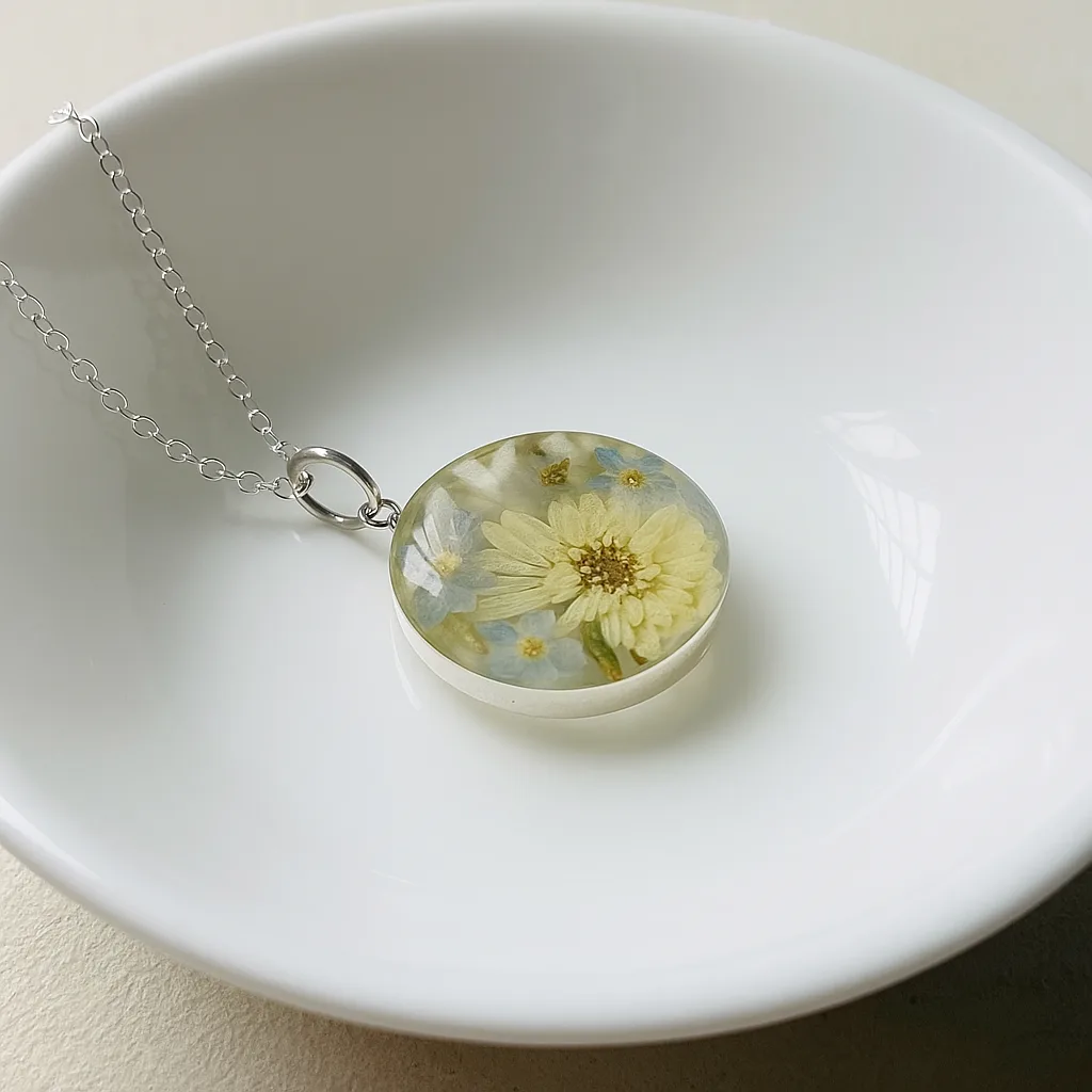 Bling On® Resin Real Flower Pendant – White Daisy & Orchid Charm India No.1 Handmade Jewellery for Eco-Luxury Souls ✨ (1) (1)