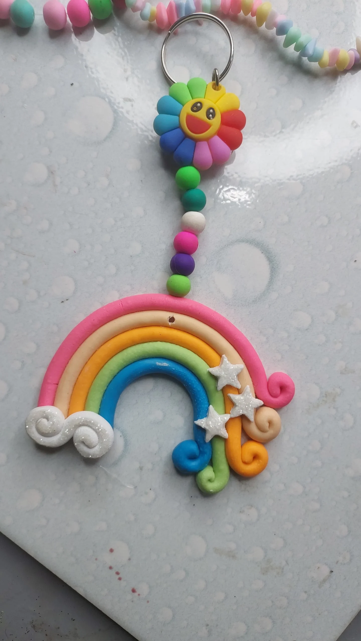 Polymer Clay Rainbow Cloud Window Hanger – Handmade Magic for Every Space ✨ (1)
