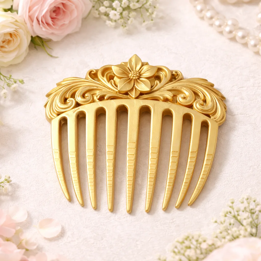 Luxury Floral Resin Bridal Hair Comb – Handmade Bridal Hair Accessory India Premium Resin Jewellery with Real Flowers Inspired Design Wedding & Mehendi Floral Hair Pin (1)