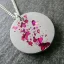 Handmade Concrete Pendant with Hot Pink Glitter Accents